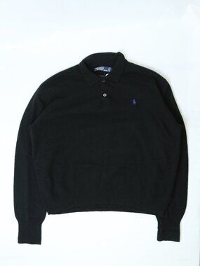 Men's Black Polo Ralph Lauren Knitted Polo Shirt Size XXL